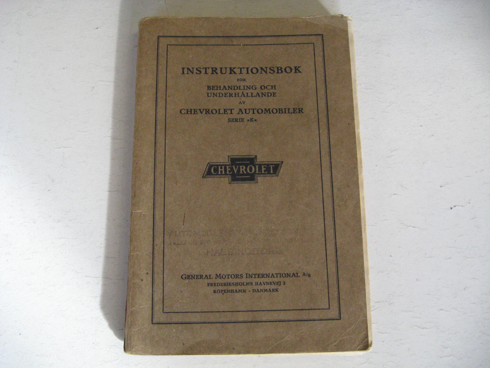 1925 Chevrolet Instruktionsbok för Serie K Unikt Svenskt Original