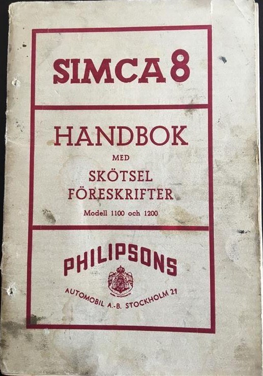 1950 Simca 8  instruktionsbok svensk