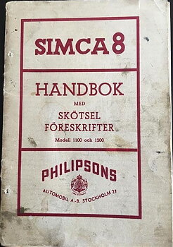 1950 Simca 8  instruktionsbok svensk
