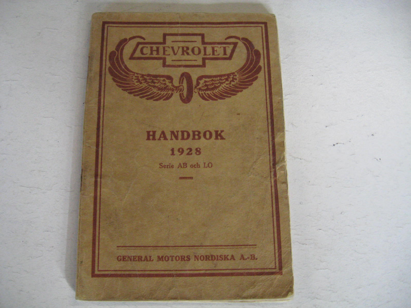 1928 Chevrolet Handbok Serie AB & LO Svenskt original