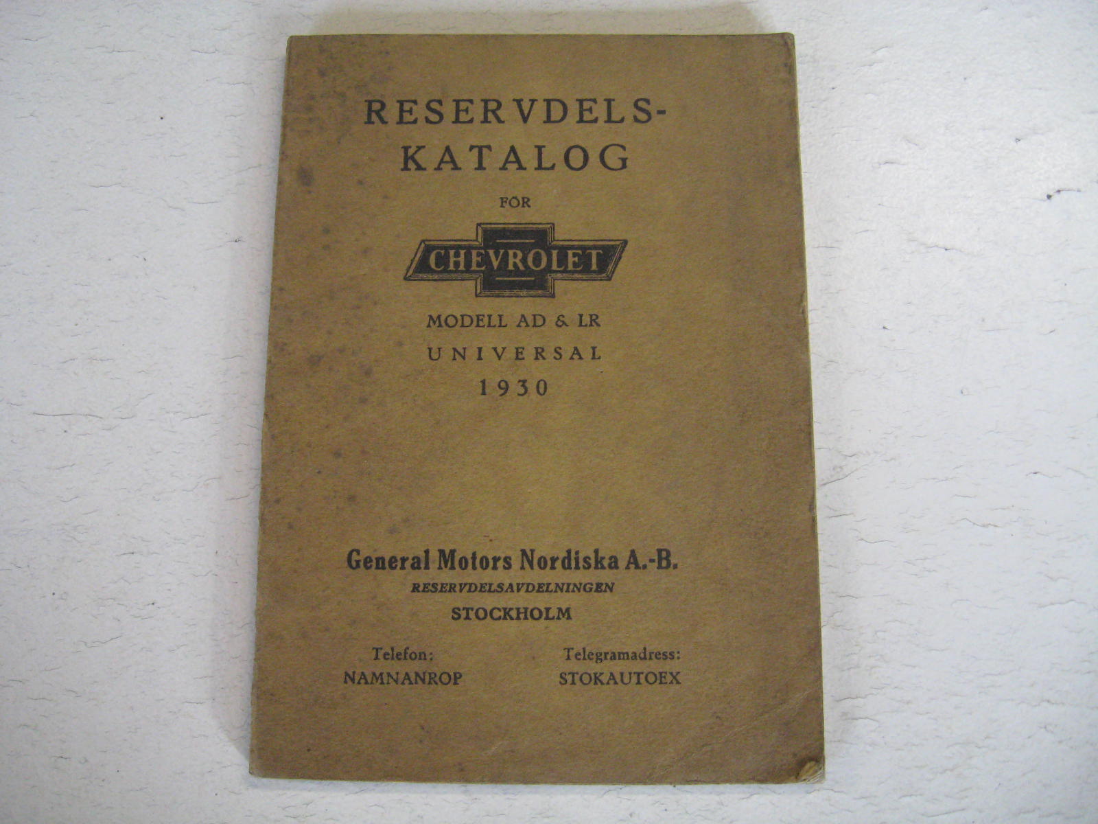 1930 Chevrolet Lastbil & Personbil Reservdelskatalog Model AD & LR