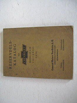1930 Chevrolet Lastbil & Personbil Reservdelskatalog Model AD & LR