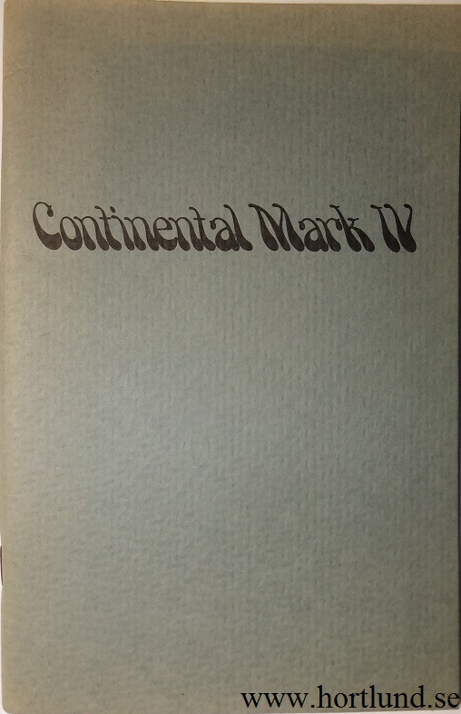 1974 Lincoln Continental Mark IV Owners Manual