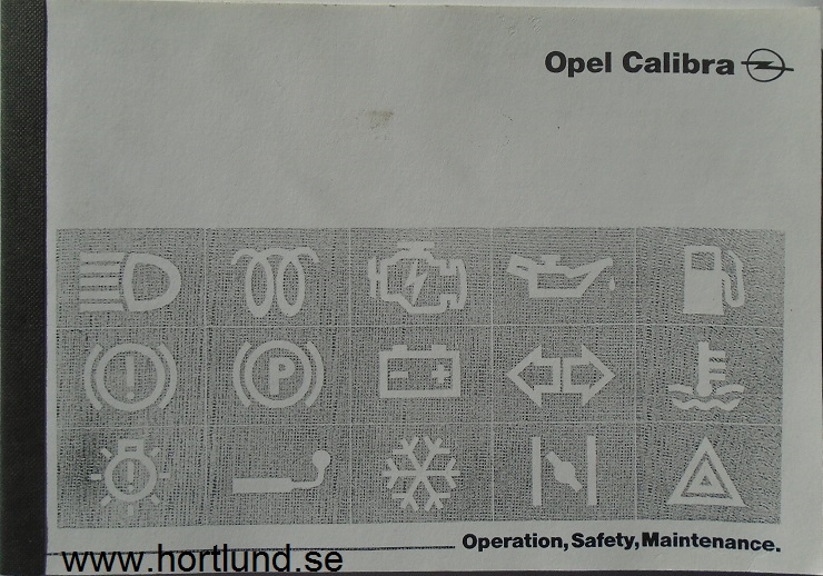 1994 Opel Calibra Operation, Seafty, Maintenance