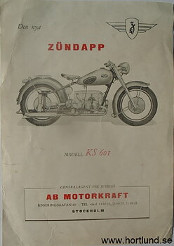 1951 Zündapp KS 601 broschyr svensk
