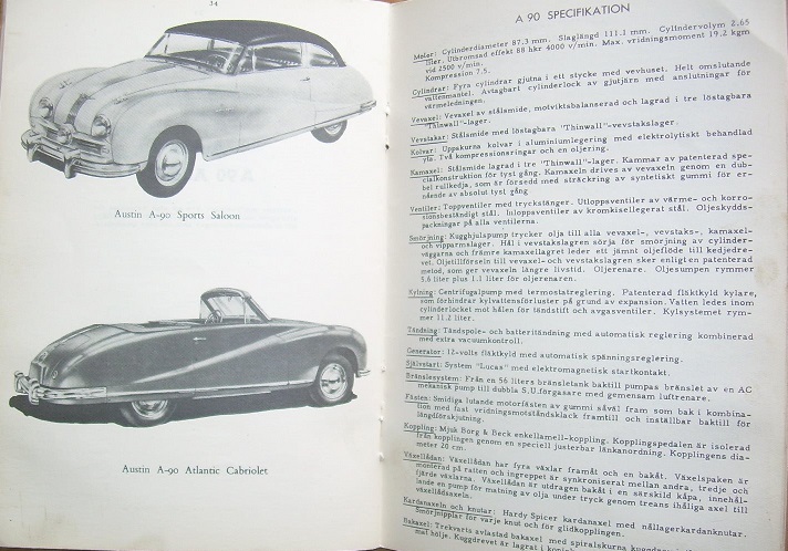 1952 Austin A 70 Hereford och A 90 Atlantic Instruktionsbok - 2