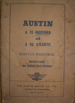 1952 Austin A 70 Hereford och A 90 Atlantic Instruktionsbok