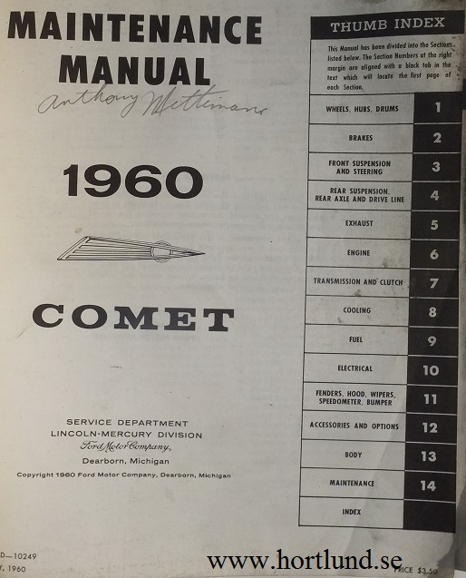 1960 Mercury Comet Maintenance Manual - 2