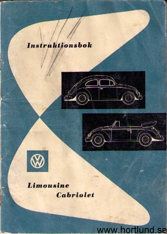 1956-1957 Volkswagen VW 1200 Instruktionsbok