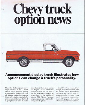 1970 Chevrolet Truck Option News