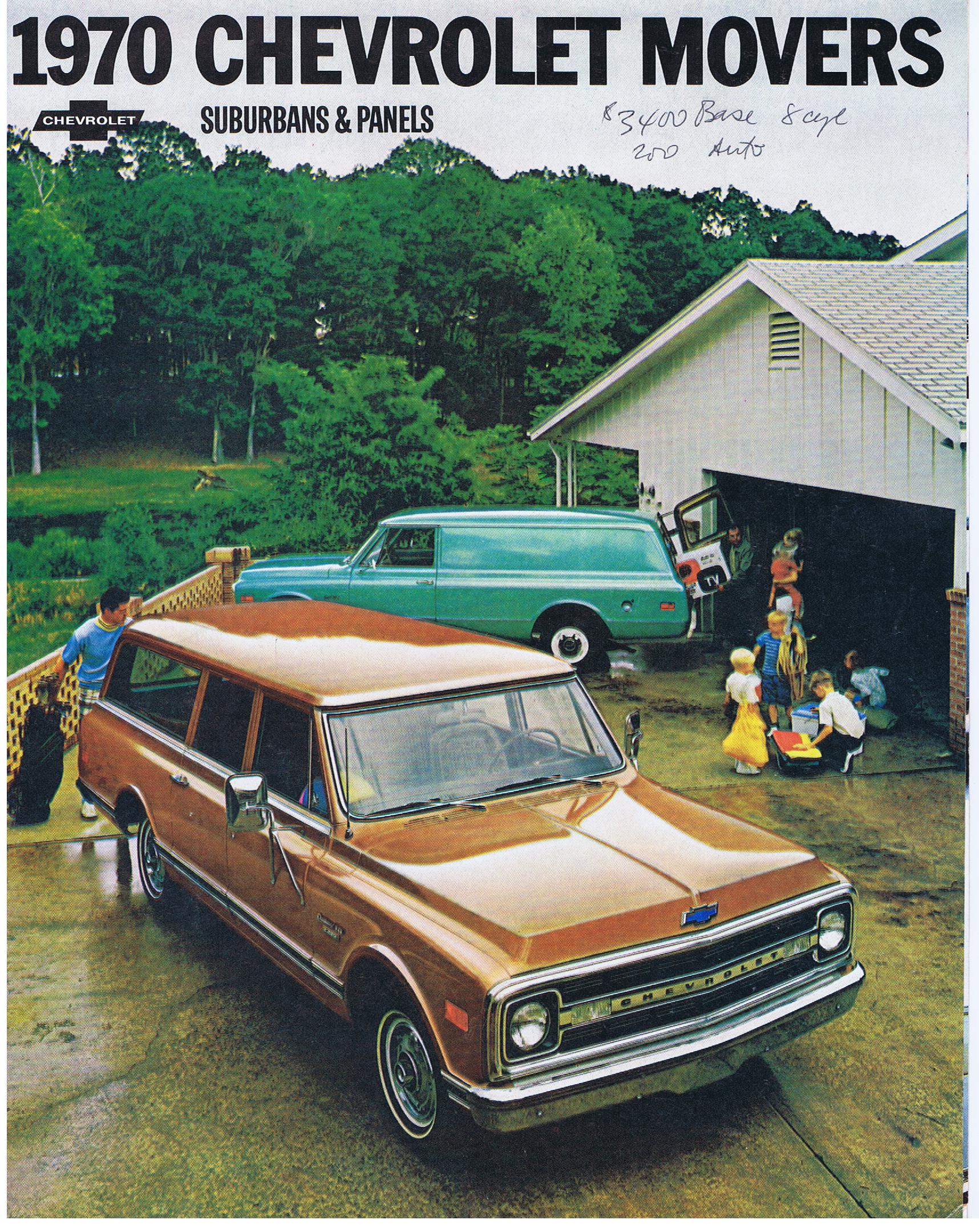 1970 Chevrolet Truck Försäljningsbroschyr Movers Suburbans & Panels