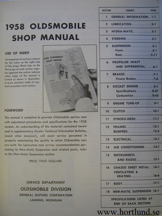 1958 Oldsmobile Shop Manual original - 2