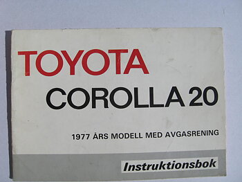 1977 Toyota Corolla 20 Instruktionsbok