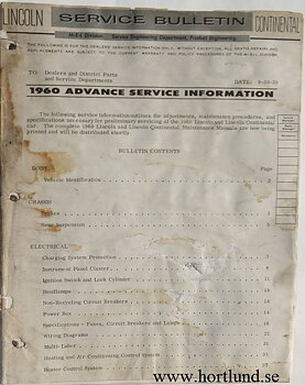 1960 Lincoln Advance Service Information