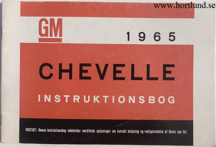 1965 Chevrolet Chevelle Instruktionsbog Dansk
