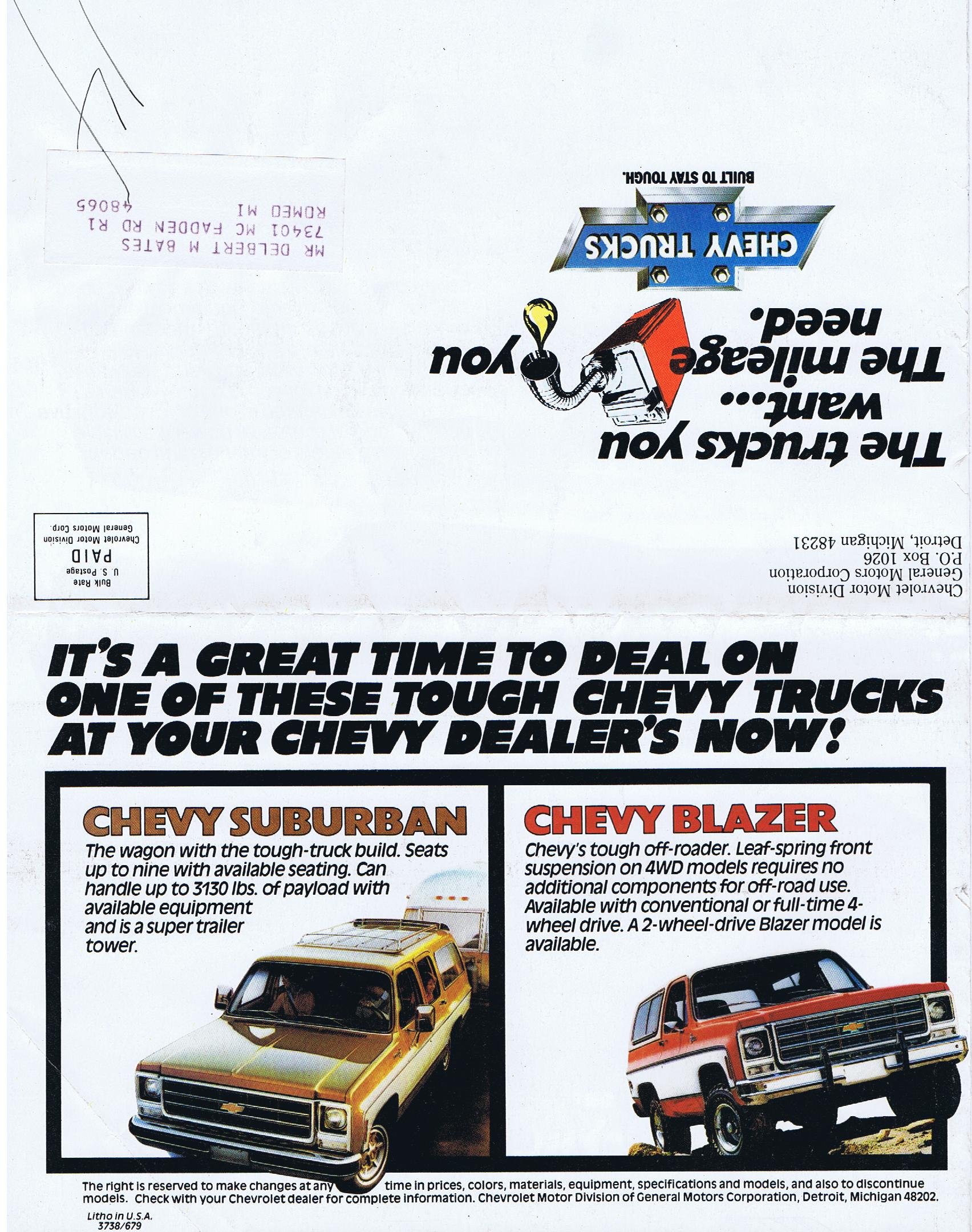 1979 Chevrolet Truck Mailer Folder