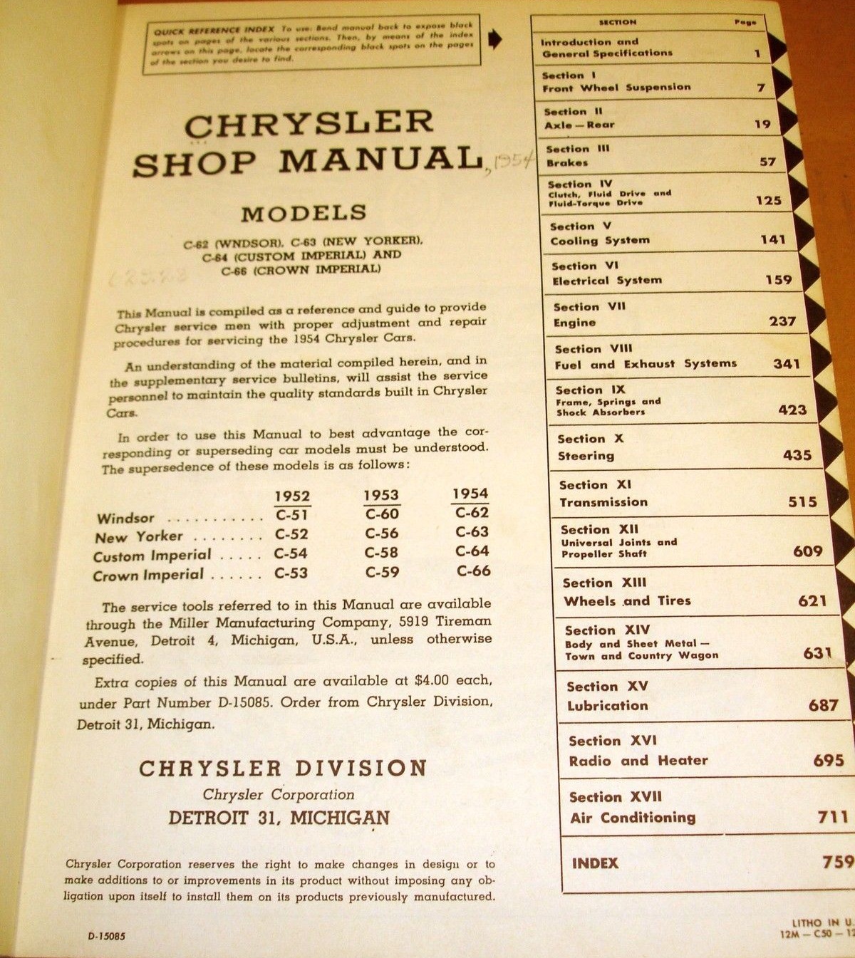 1954 Chrysler och Imperial Shop Manual - 2
