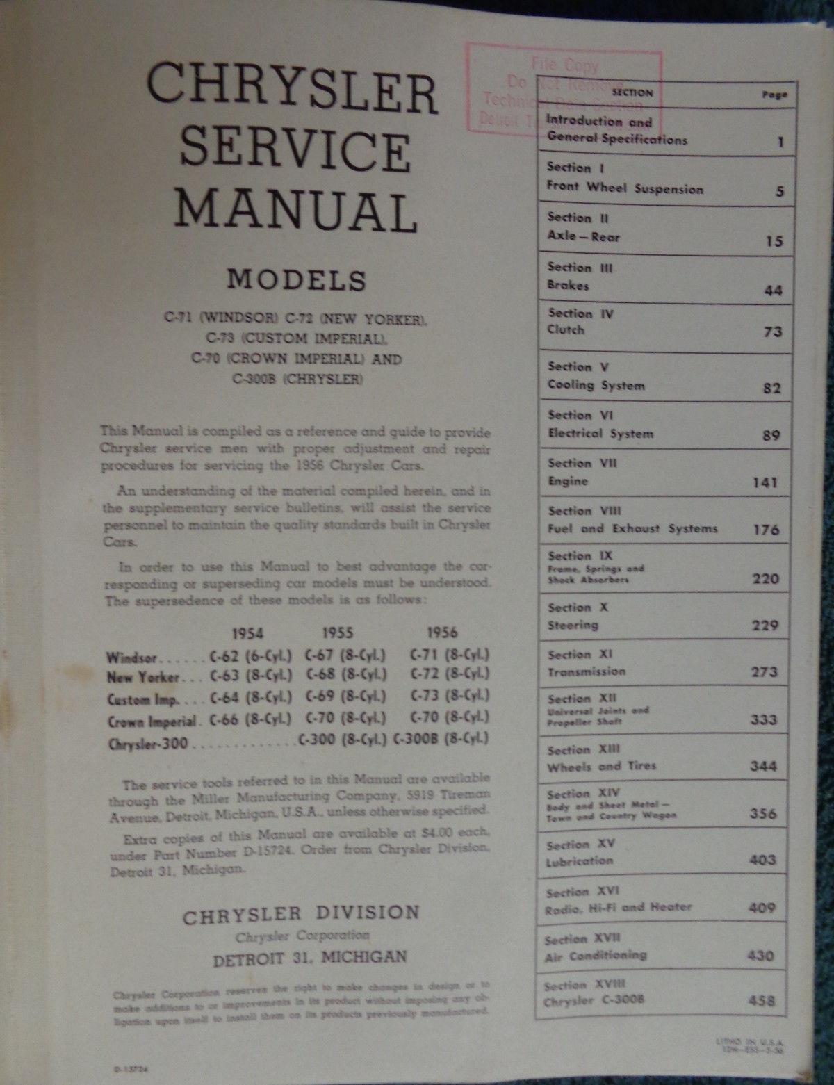 1956 Chrysler och Imperial Service Manual - 2