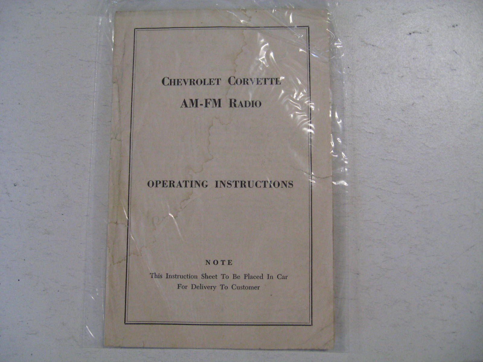 1965 1966 1967 Chevrolet Corvette AM FM Radio Operating Instructions