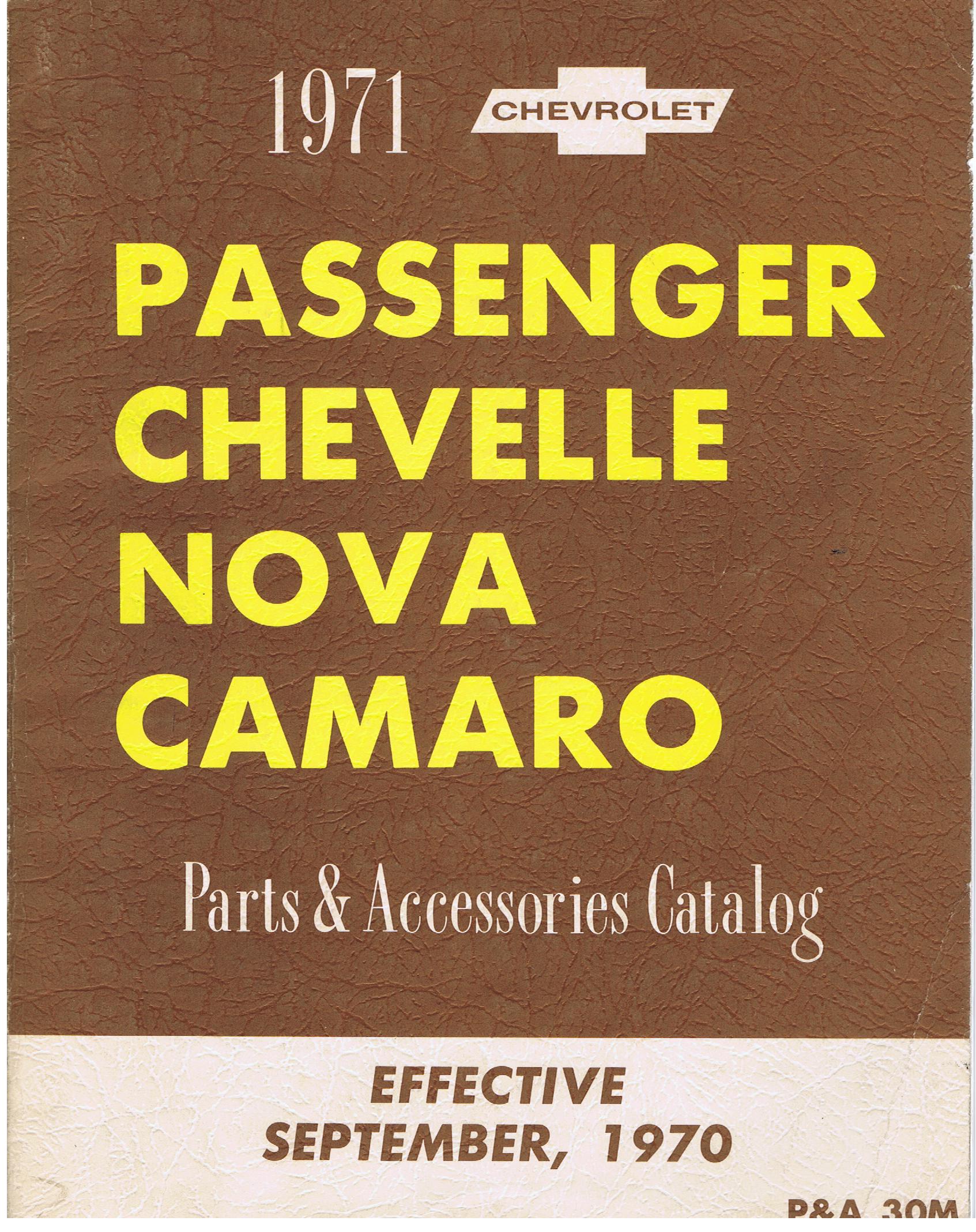 1971 Chevrolet Parts & Accessories Catalog Chevelle Nova Camaro Chevrolet