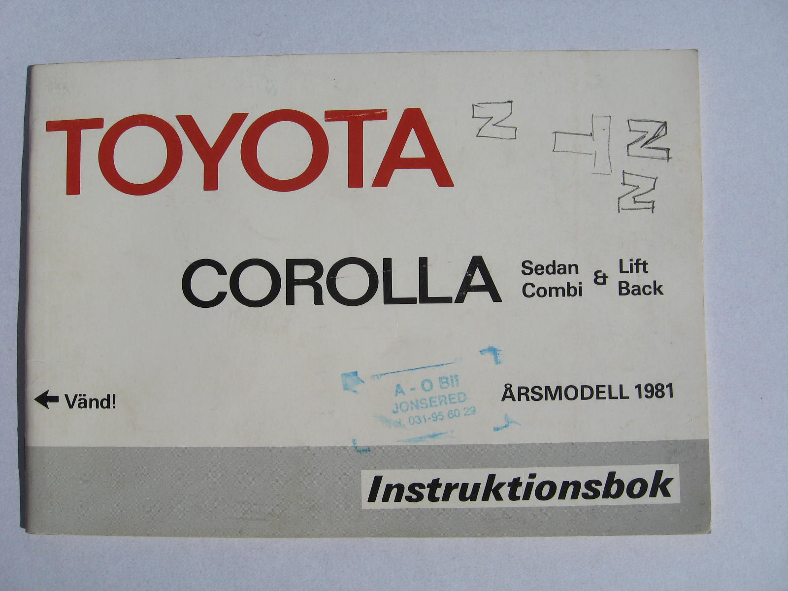 1981 Toyota Corolla Instruktionsbok