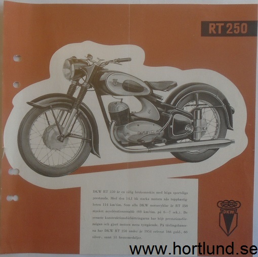 1955 DKW RT 250 broschyr svensk