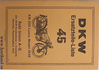 1936 DKW KM 200 Luxus Reservdelskatalog