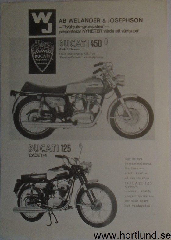 1970 Ducati 125 & 450 broschyr svensk