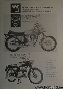 1970 Ducati 125 & 450 broschyr svensk