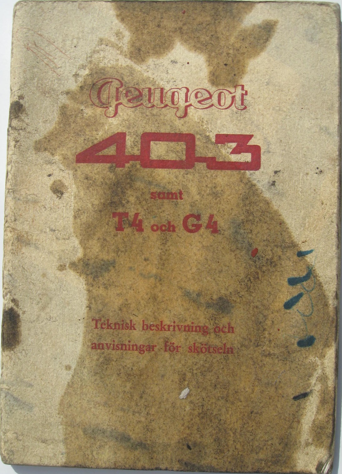 1962 Peugeot 403 Instruktionsbok