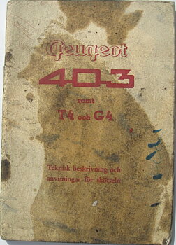 1962 Peugeot 403 Instruktionsbok
