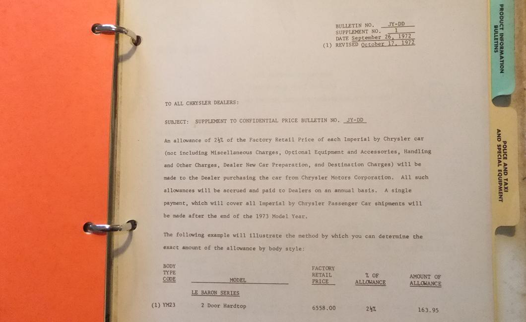 1973 Plymouth & Chrysler och Imperial Code Lists - 4