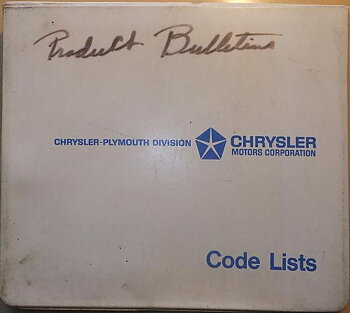 1973 Plymouth & Chrysler och Imperial Code Lists