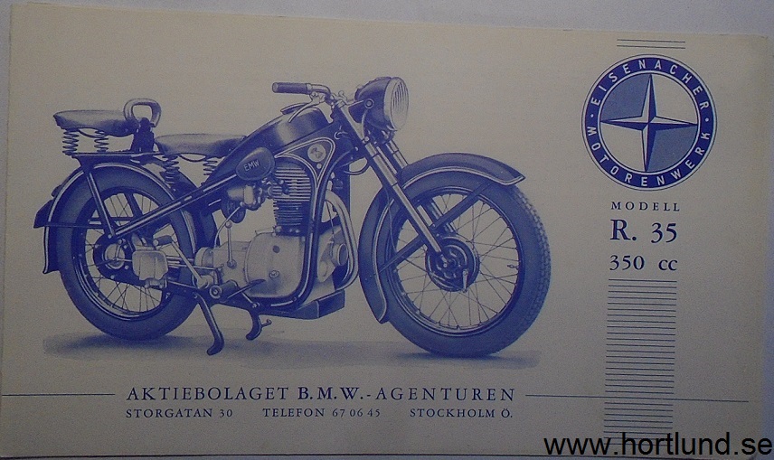1953 EMW R. 35 350 cc broschyr svensk