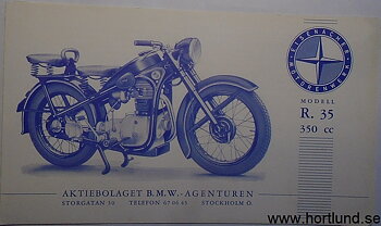 1953 EMW R. 35 350 cc broschyr svensk