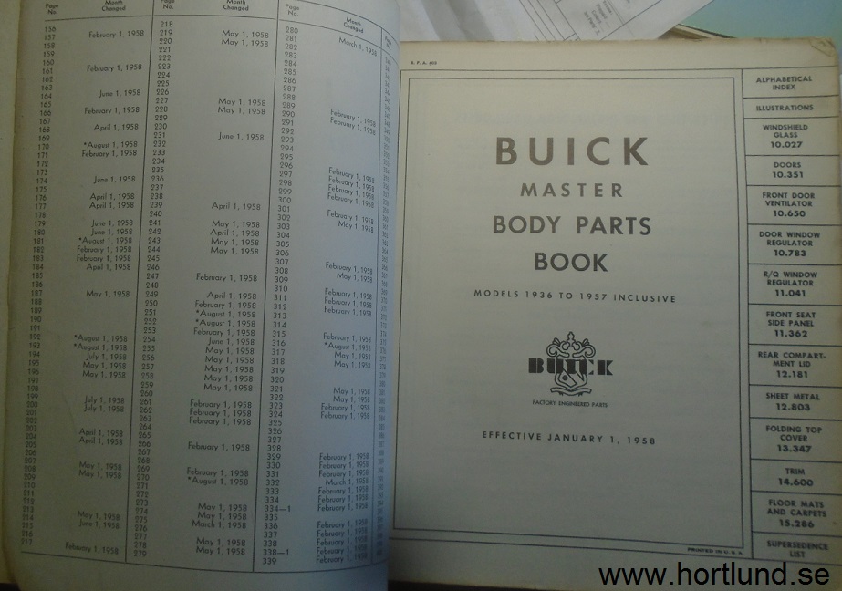 1936 - 1957 Buick Master Body Parts Book - 2