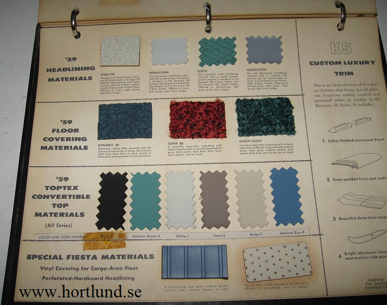 1959 Oldsmobile Dealer Album Colors and Fabrics - 3