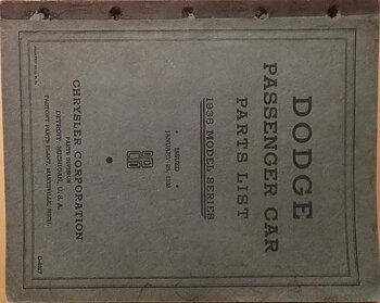 1938 Dodge Passenger Car Parts List