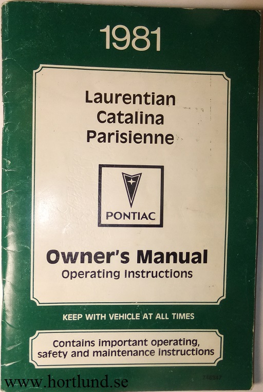 1981 Pontiac Laurentian Catalina Parisienne Owner's Manual