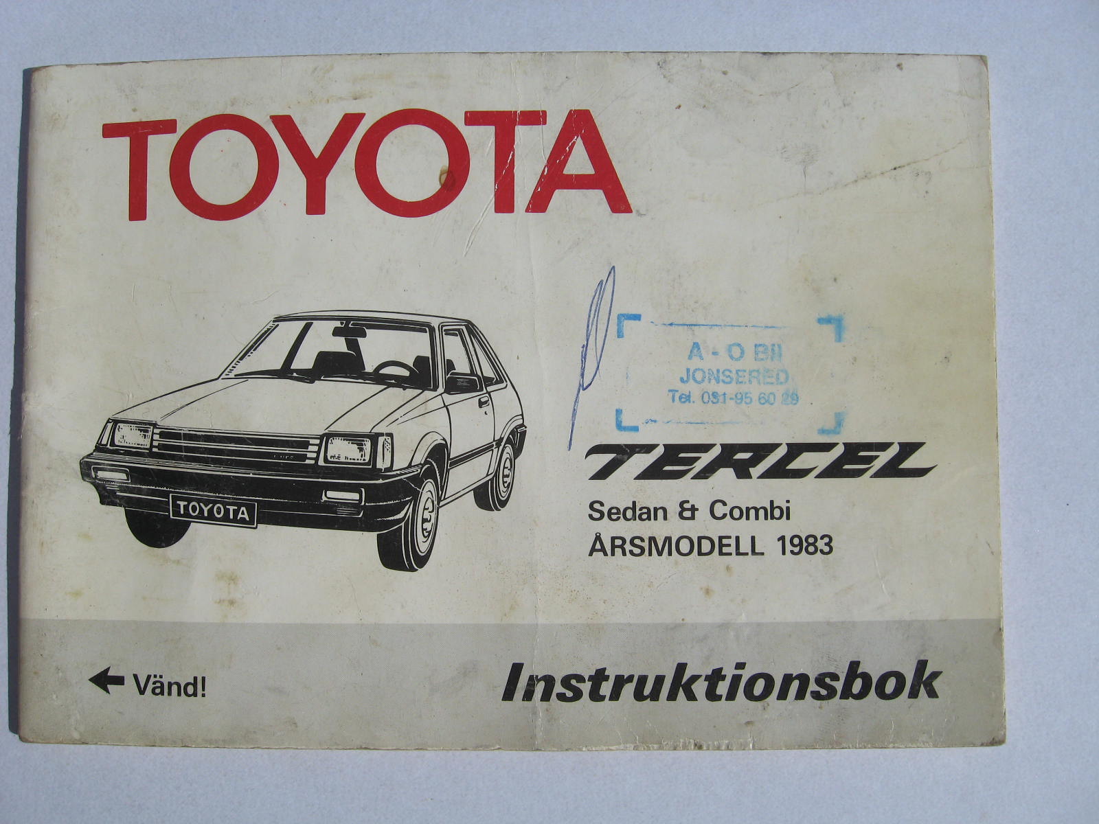 1983 Toyota Tercel Instruktionsbok