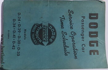 1952 Dodge Passenger Car Service Time Schedule 1946-1952