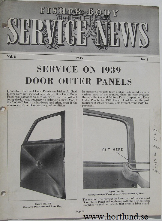 1939 Fisher Body Service News Door Panels