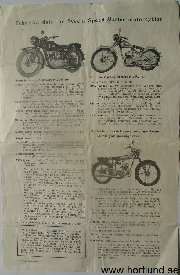 1950 Svecia Speed-Master broschyr svensk