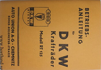 1940 DKW RT 125 Instruktionsbok