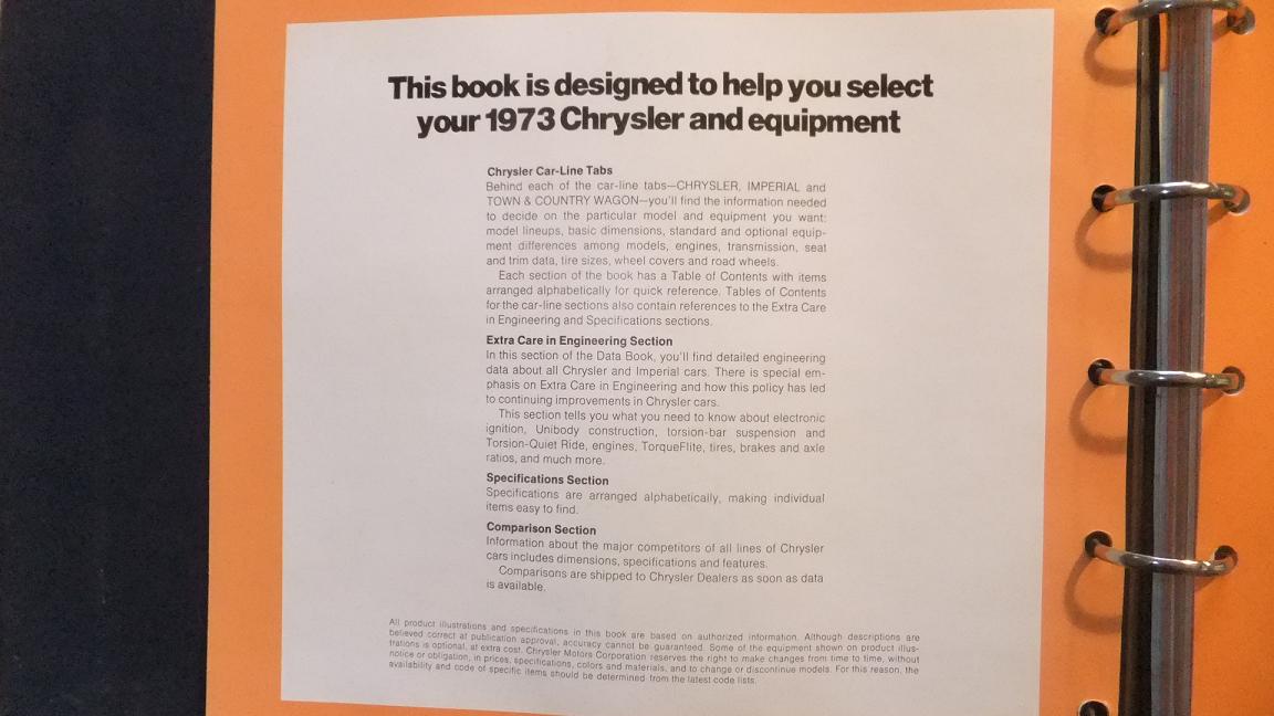 1973 Chrysler & Imperial Data Book and Car Selector Dealer Album - 2