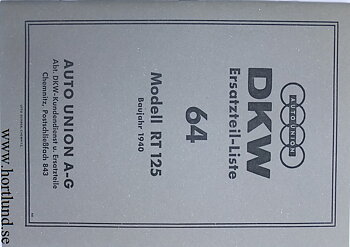 1940 DKW RT 125 Reservdelskatalog