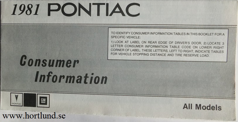 1981 Pontiac Consumer Information alla modeller