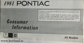 1981 Pontiac Consumer Information alla modeller