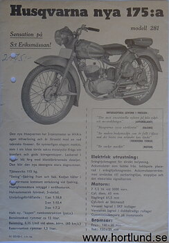 1952 Husqvarna modell 281 Drömbågen broschyr svensk