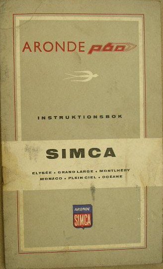 1959 Simca Aronde P60 instruktionsbok svensk